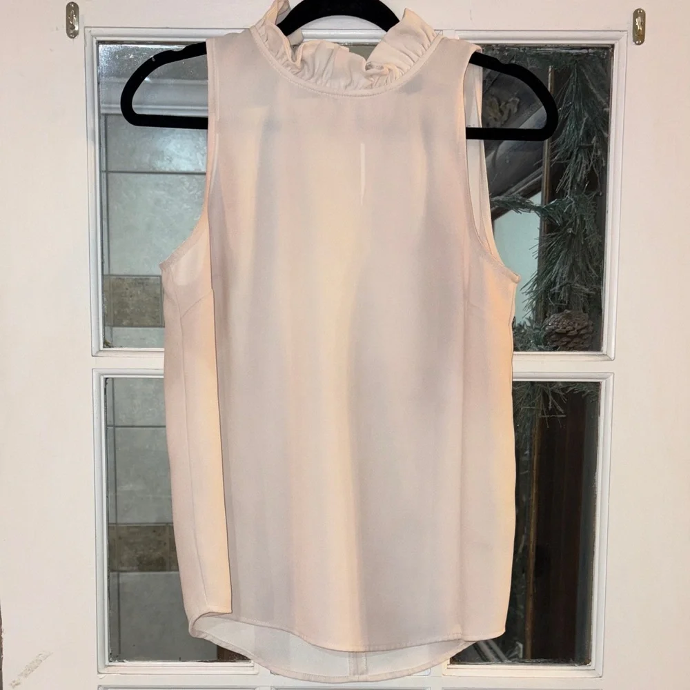 J. Crew Elegant Sleeveless Cream Ruffle Neck Top Small